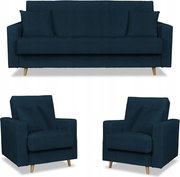 Zestaw wypoczynkowy Rene kanapa i fotele granatowe