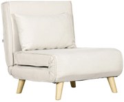 HOMCOM Fotel do Spania, 6-stopniowa regulacja oparcia, wygląd lnu, do 150 kg, Kremowy