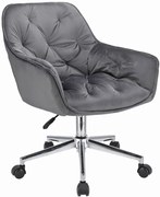 Szare tapicerowane krzesło obrotowe welurem E1-W01