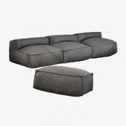 Dojans 3-częściowa Modułowa Sofa I Pufa Szary Granit - Sklum