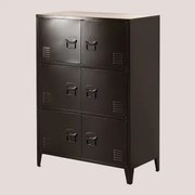 Cajoniera Szafka Z 6 Drzwiami 80x40 Cm Ze Stali Pohpli Czarny Węgiel - Sklum