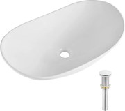 Umywalka Łazienkowa SucceBuy Owalny Ceramiczny Zlew 60 × 36 cm - Nowoczesny, Trwały i Elegancki Biały