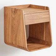 Nocna Szafka Kwadratowa 35x35 Cm Z Drewna Akacjowego Berigem Rustykalny Brąz Akacjowy - Sklum