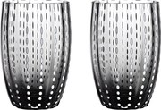 Zafferano Perle Grey Glass - szkło kolorowe dmuchane ustami, 32 cl, ręcznie robione - zestaw 2 kieliszków rzemieślniczych do wody lub koktajli