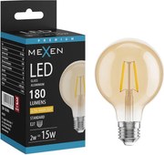 Mexen Vintis żarówka filament LED E27, G80, 2W, Ciepła - 2200K, 180 lm, amber - L155-E27-0222-50