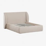 Łóżko Tapicerowane Cabargi Tkaniny Beige & 160 X 200 Cm - Sklum