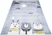 Szary dywan dziecięcy z drogą i misiami P8-A25