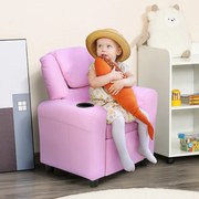 HOMCOM Fotel dziecięcy mini fotel sofa dla dzieci wiek 3-6 lat funkcja leżaka kolor różowy