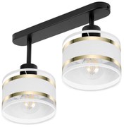 Lampa sufitowa czarna dwupunktowy spot z białymi abażurami T-3306SC-WE