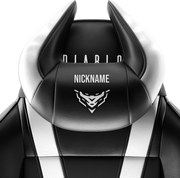 Poduszka zagłówek Diablo X-Horn ze spersonalizowanym haftem, czarno-biała