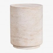 Okrągły Stolik Pomocniczy Ø35 Cm W Wyglądzie Betonu Travertynowego Darwys Look Travertino - Sklum