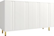 Komoda z 4 drzwiami - 140 x 40 x 85,9 cm - MDF + nogi metalowe - do salonu, jadalni - biała