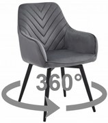 Obrotowe krzesło jadalniane NANA360 VELVET, ciemnoszare