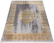 Przecierany szary dywan w złoty wzór glamour G4-B52