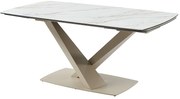 Rozkładany stół jadalniany 6-10-osobowy z ceramiki i metalu – imitacja marmuru biały i beżowy – MALATA marki Pascal Morabito