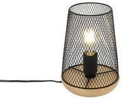 Designerska lampa stołowa czarna z drewnem - Bosk