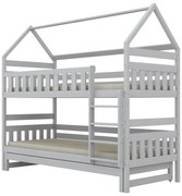 Łóżko piętrowe domek FELIKS 160x80 białe drewniane trzyosobowe KOCOT KIDS