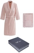 Damski szlafrok FREYA + ręczniki + pudełko XL Różowy