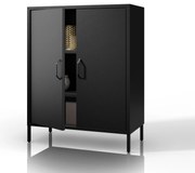 Czarna szafka z półkami na nóżkach metalowa VITO Modern 800 x 1015 x 400 mm