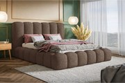 Łóżko tapicerowane 160x200 Madeno - gruba pianka, pojemnik, stelaż - tkanina boucle, brązowy (Catch Me 6)