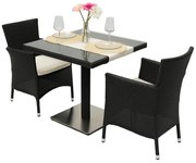 Zestaw ogrodowy z rattanu GINA II. 1 + 2 (czarny)
