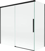 Mexen Rox parawan nawannowy 2-skrzydłowy rozsuwany 160 + 75 x 150 cm, transparent, czarny - 8C9-160-075-70-00