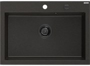 Mexen Elix zlewozmywak granitowy 1-komorowy 700 x 500 mm, czarny/złoty metalik, syfon czarny - 6526701005-75-B