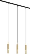 Nowoczesny system szynowy czarny z 3 lampami wiszącymi złoty z bursztynowym szkłem 1-fazowy - Slimline Loyce