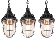Zestaw 3 industrialnych lamp wiszących czarny - CabinPrzemysłowy Oswietlenie wewnetrzne