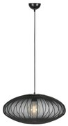 Czarna lampa wisząca z tekstylnym kloszem ø 60 cm Florence – Markslöjd