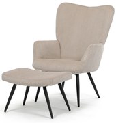 Fotel relaksacyjny z podnóżkiem L7285 CRM6,kremowy