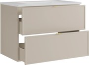 Wisząca szafka łazienkowa z wpuszczaną umywalką – Beżowa – 80 cm – ONDIL