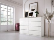 Komoda z 8 szufladami: Biały Matowy / Blat Dąb Sonoma, 138 x 101 x 39 cm