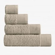 Ręcznik Z Bawełny I Lnu Markel Kremowa Tapioca & Ręcznik Do Twarzy (30 X 50 Cm) - Sklum