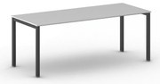 Stół konferencyjny do biura SQUARE, 200x80 cm, czarna podstawa, szary