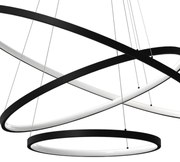 Lampa wisząca ROTONDA BLACK 93W LED, czarna, 3 trzy wiszące okręgi