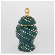 Słoik ceramiczny 30x17 cm złoty/zielony