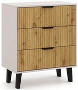Ryflowana komoda z 3 szufladami kaszmir + dąb artisan R5-H71