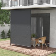 Outsunny Markiza Boczna Metalowa Szara 200x215 cm 2.15-3.05 m Montaż Bez Wiercenia Regulowana Wysokość Z Korbką Ręczna | Aosom PL
