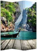 Parawan - Długa łódź na plaży (126x170 cm)