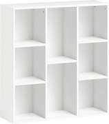 HOMCOM 3-poziomowa półka na książki, 8 przegródek, Płyta wiórowa, Regał na przechowywanie, Biały