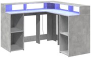 Duże narożne biurko komputerowe z LED szarość betonu Z4-G97