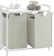 Beżowy dwukomorowy kosz na bieliznę z półką SPECA