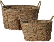 Kosze do przechowywania z uchwytami, plecionka z trawy morskiej, 2 sztuki