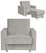 Fotel rozkładany z podnóżkiem Alicja jasny szary