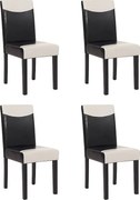 Krzesło do jadalni Littau (zestaw 4 sztuk),  imitacja skóry, czarno-białe, ciemne nogi