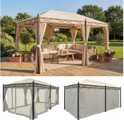 Pergola Calpe IV,  kremowy z boczną ścianą + moskitiera