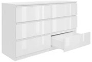 Komoda BASIC 6 szuflad – Biała połysk | 120x75x40 cm