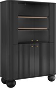 Witryna Vesper 103 cm czterodrzwiowa - czarny / złote uchwyty / nogi kule