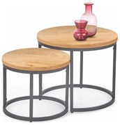 ZESTAW 2x Stolik konferencyjny OREO pr. 43/53 cm antracyt/złoty dąb